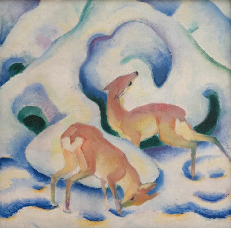Franz Marc Deer in the Snow (mk34) oil painting image